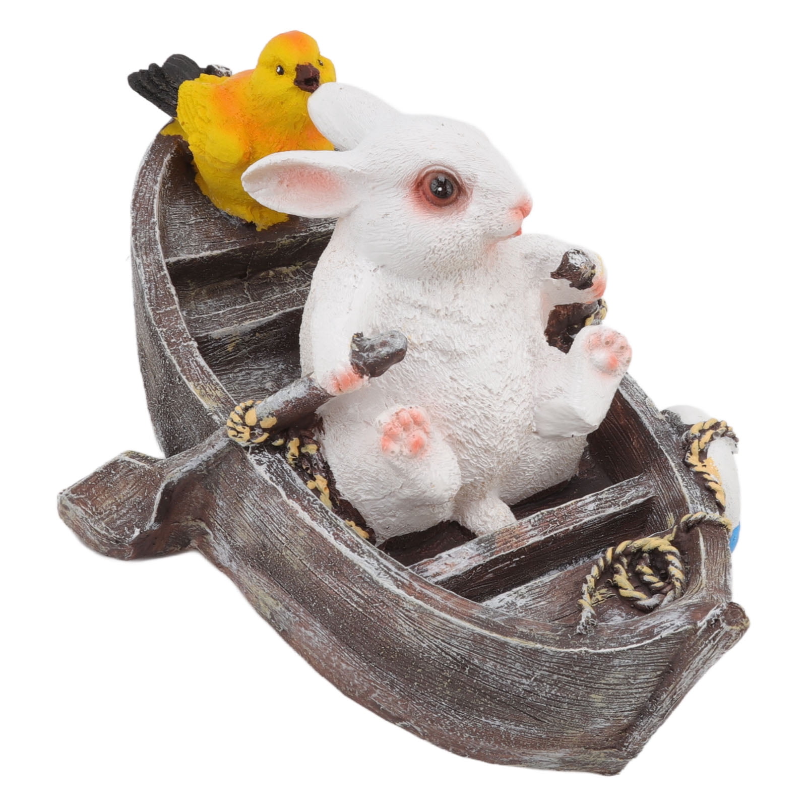 NFTIGB Boating White Rabbit Garden Statue, Floating Vivid Resin Animal Figurine (12.2 in / 31 cm) for Outdoor Pond Pool Patio Yard Landscape