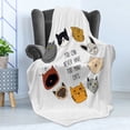 thumbnail image 4 of Cats Soft Flannel Fleece Blanket, You can Never Have Too Many Words Whiskers Singing Rolling Eyes Happy Grumpy Animals, Cozy Plush for Indoor and Outdoor Use, 70" x 90", Multicolor, by Ambesonne, 4 of 5