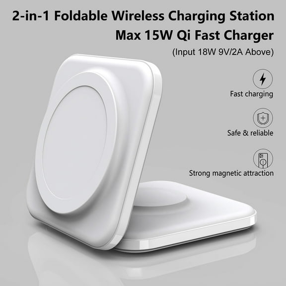 3 in 1 Wireless Charger Stand, 15W Magnetic Charging Station Compatible with iPhone 17 16 15 14 13 12, Charger for Apple Watch 9 8 7 6 5 4 3 2 SE, for AirPods 3 2 Pro, White