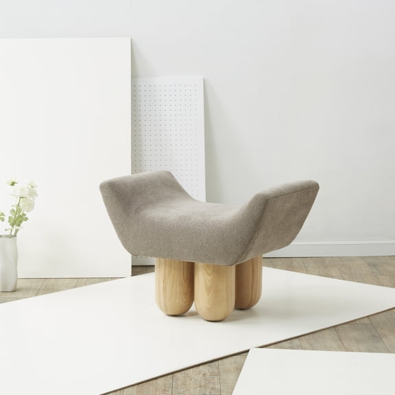 SAFAVIEH Couture Giancarlo Solid Boucle Modern Bench, Dark Brown/Natural