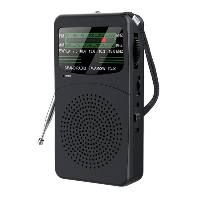 Radio Portátil -99 de Banda , Minireceptor FM, AM y SW con Altavoz de Alta Potencia, Luz LED y Auriculares con Cable.