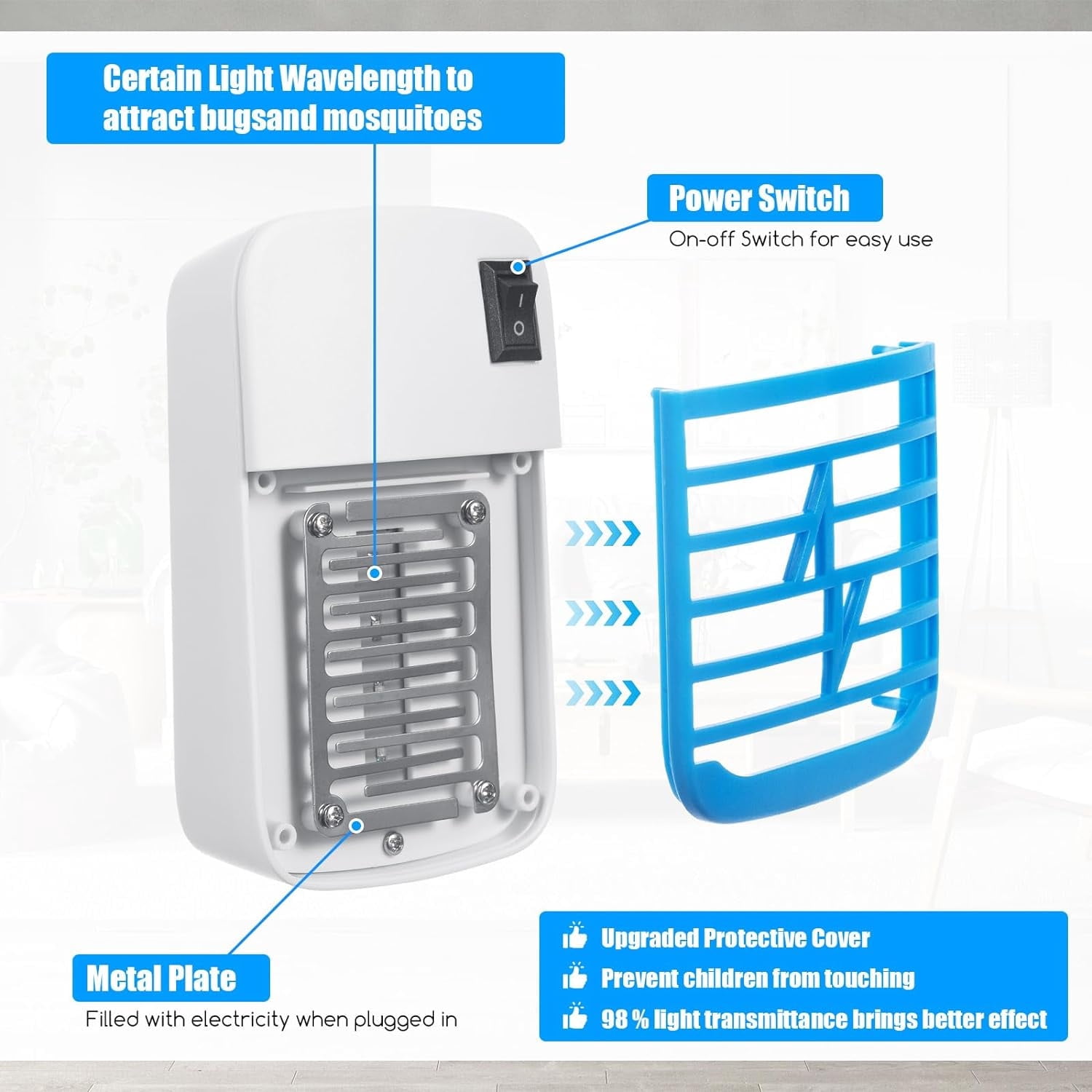 G·PEH Plug-in Insect Zapper 8 Pack Portable Bug Trap Night Effective Indoor Mosquito Killer Home Defenders