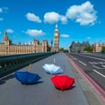 thumbnail image 2 of Frank, Assaf 20x20 White Modern Wood Framed Museum Art Print Titled - Colourful umbrellas on Westminster Bridge , London, UK, 2 of 4