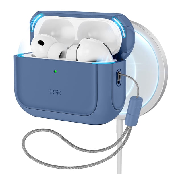ESR Funda para AirPods Pro 3, compatible con AirPods Pro de 3.ª generación (2025), compatible con MagSafe, cubierta de protección total contra caídas con cordón, azul oscuro
