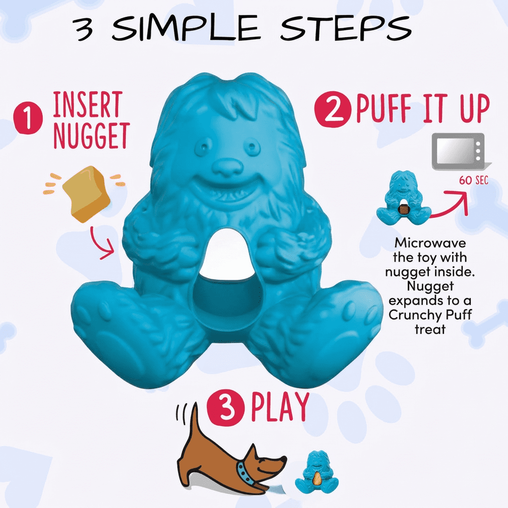 Yeti Puff and Play Interactive Treat Dispensing Dog Toy, Blue