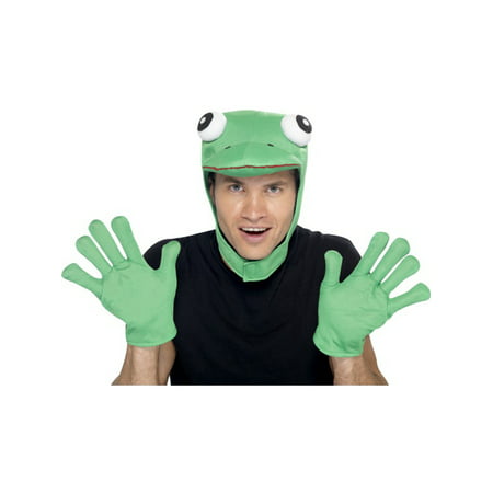 Adult Zoo Animal Furry Frog Green Hood And Gloves Costume Accessory