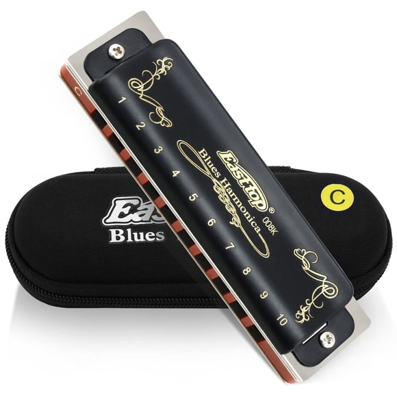 Harmonica Oriental C, Harmonica de Blues Touche de C 10 Trous 20 Tons Orgue à Bec de Blues Harmonica Diatonique Instrument de Musique pour Adultes pour Profession