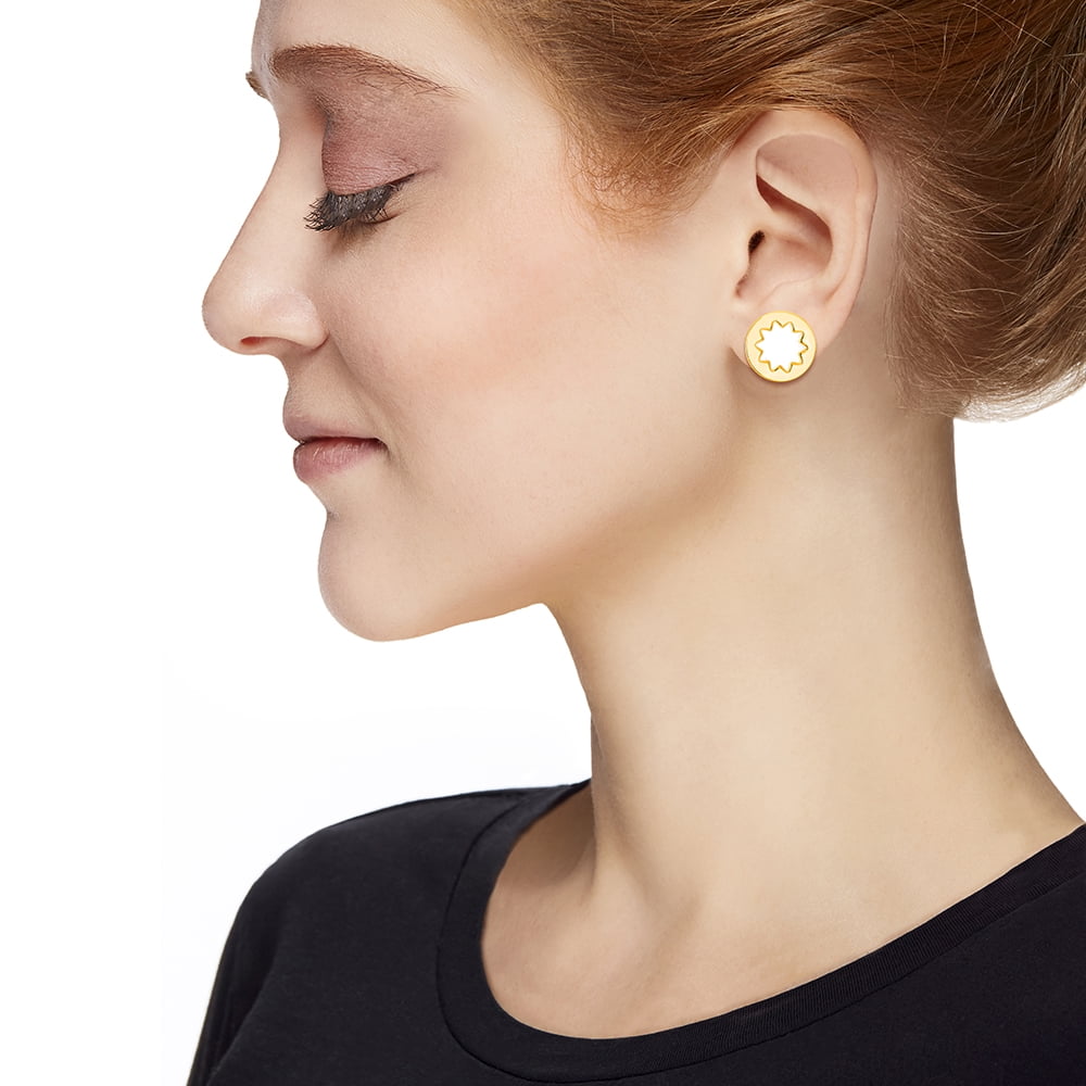 Mini Sunburst Stud Earrings In White And Gold Mini Sunburst Stud Earrings In White And Gold