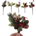 thumbnail image 1 of 20Pcs Artificial Berry Stems,Artificial Pine Picks, Mini Berry Pine Cone,Simulation Red Berries Branches with Green Leaves Decor for Christmas Tree Decoration, 1 of 7
