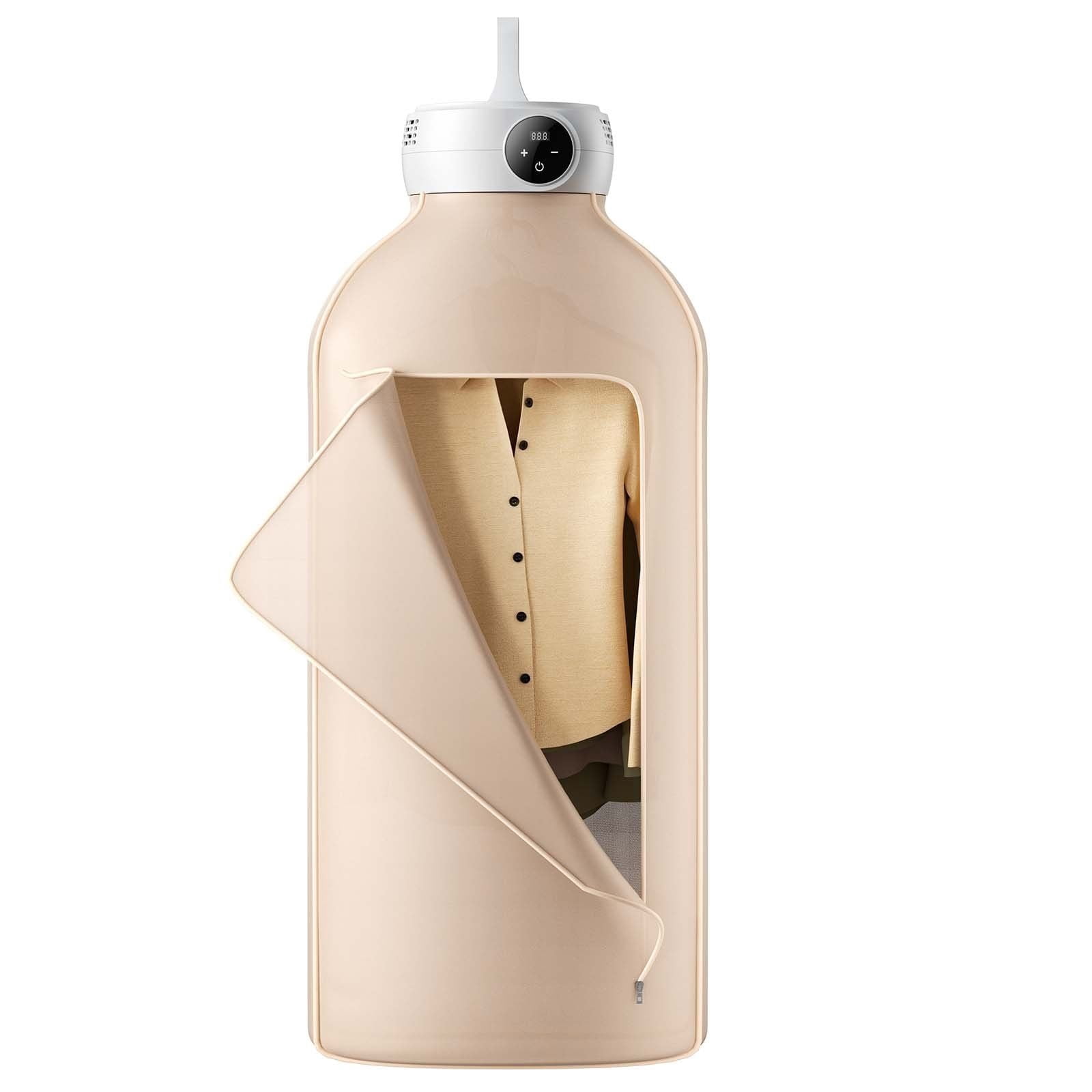 Portable Clothes Dryer, 600W Foldable Mini Dryer w/ PTC Heating, LED Display & 5H Timer, Includes Dryer Bag for Apartments, Dorms, RVs, Travel - Beige