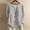 Gray, variant on YHAJDS T Shirts for Women Womens Tops Short Sleeve Solid Color Round Neck Linen Bamboo Button Down Shirt