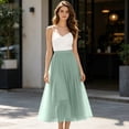 thumbnail image 5 of Pleated Mesh Skirt for Women Flowy Tulle Maxi Skirt Casual Elegant Long Skirt Flowy Party Bottoms, 5 of 5