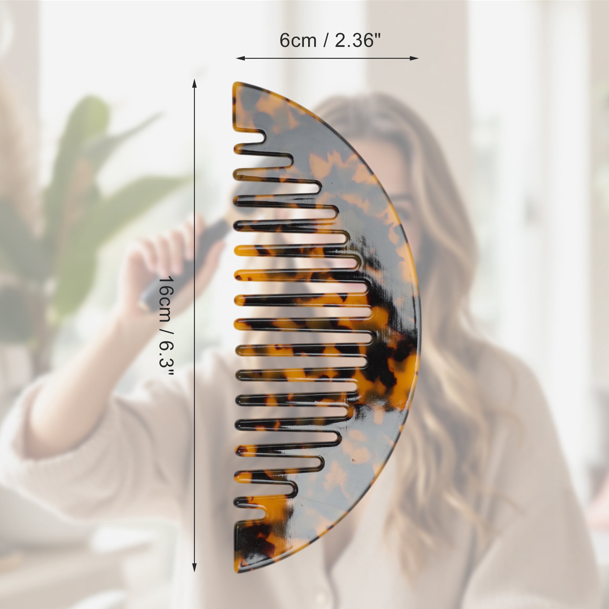 Unique Bargains 1 Pc Convenient Half Round Hair Comb for Making Hair Smooth Brown