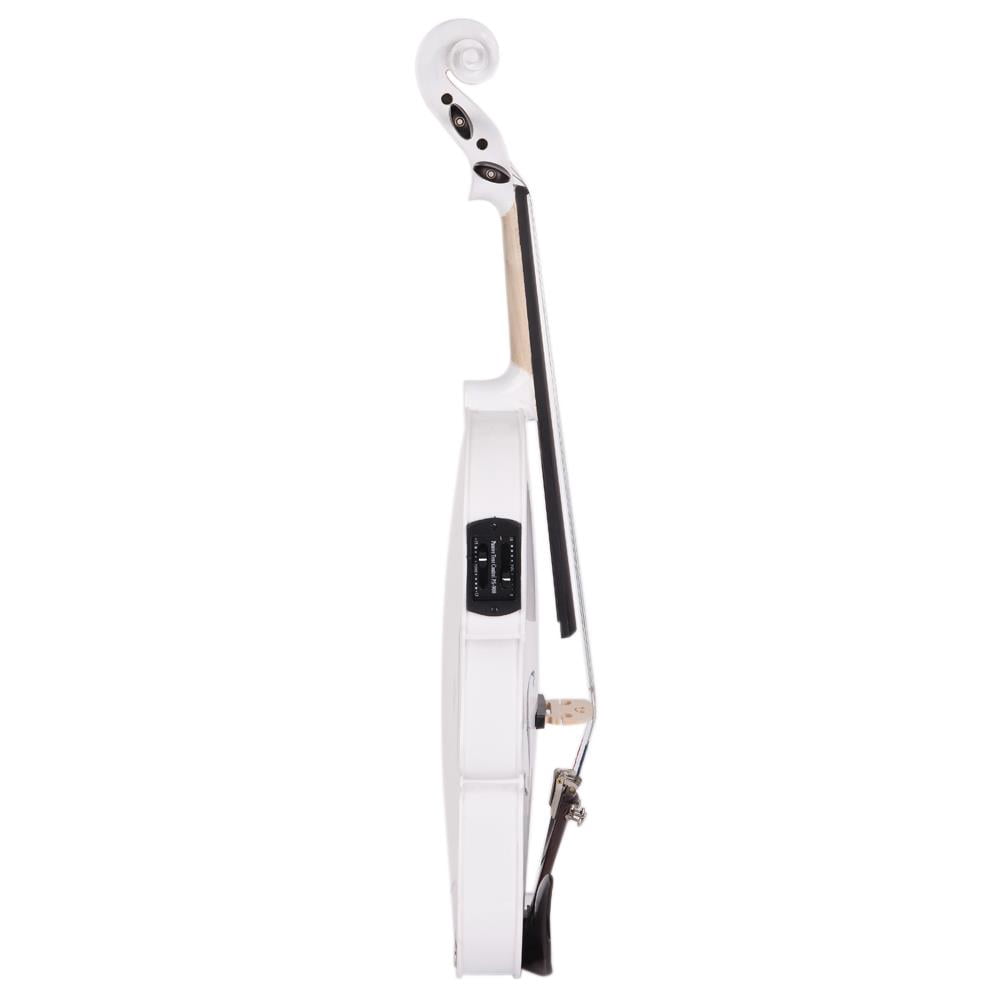 Glarry 4/4 Solid Wood EQ Violin Case Bow Violin Strings Shoulder Rest Electronic Tuner Connecting Wire Cloth White