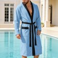thumbnail image 2 of NOLDARES Mens Robe Cotton Terry Cloth Shower Bathrobe Spa Towel Bath Robes for Men(Sky Blue,L), 2 of 9