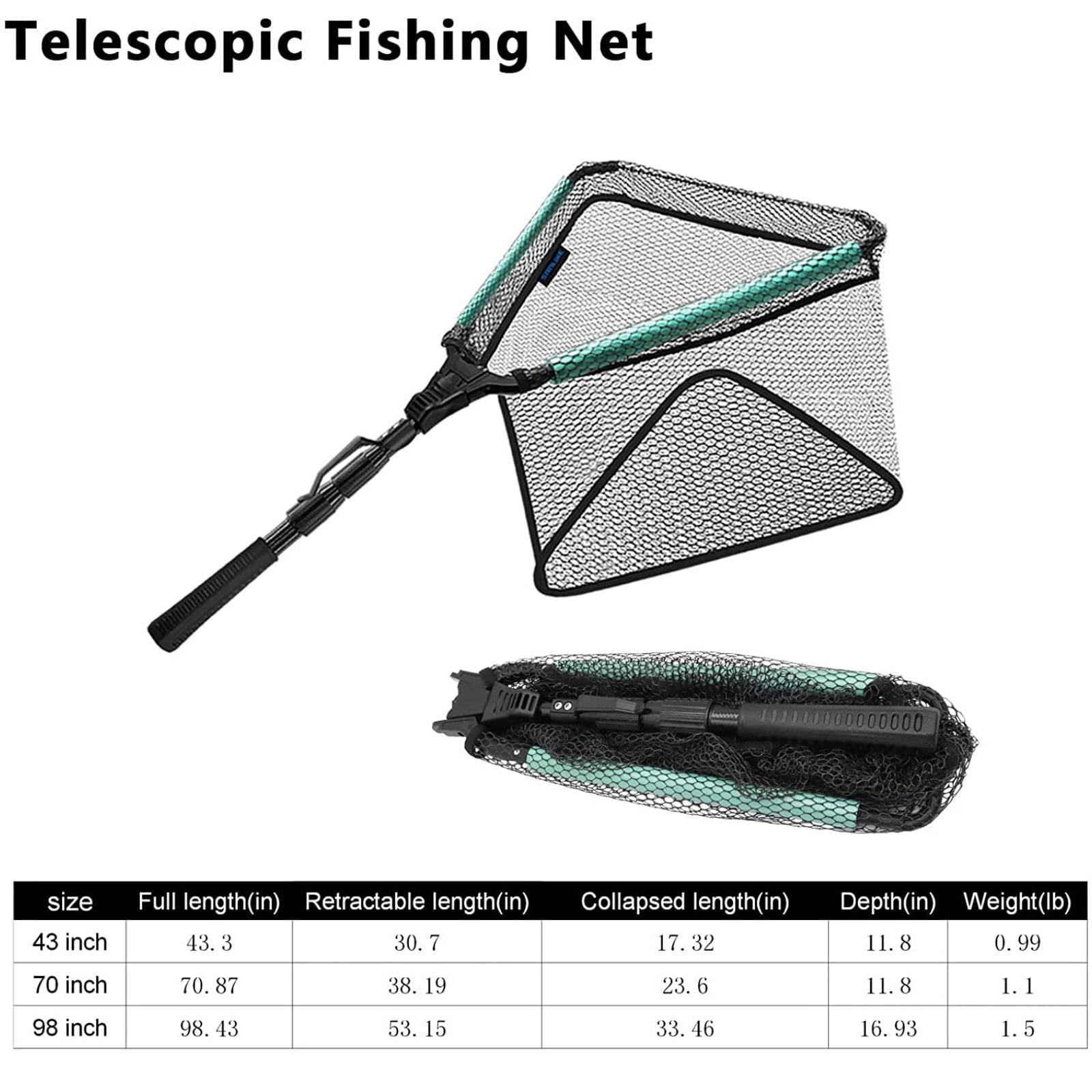 QKTYB Fishing Rubberised 100 cm Landing Net Extendable Fishing Net  Telescopic Landing Net with Long Handle, Extendable Pole Foldable Handle  Landing Net for Men : : Sports & Outdoors