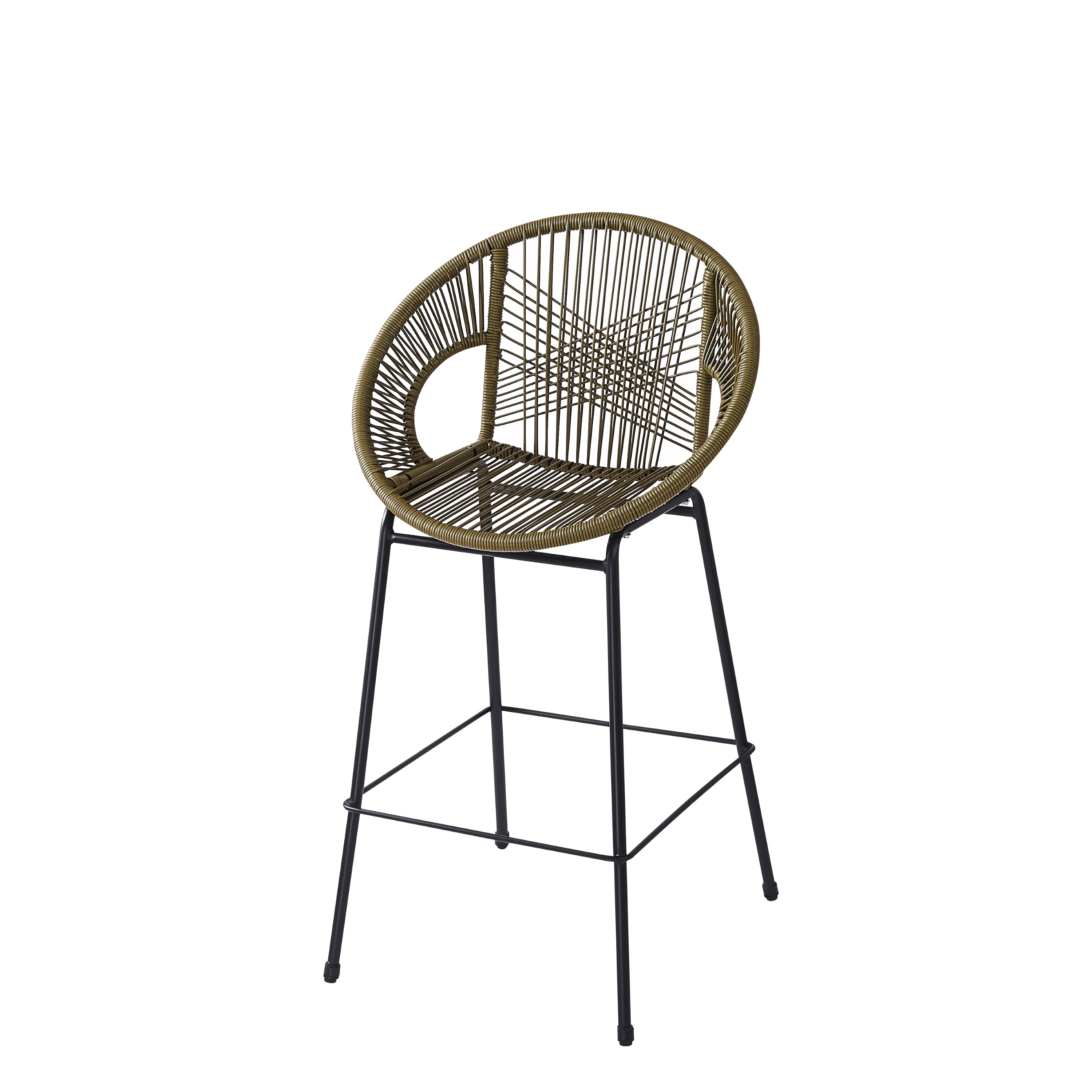 Outdoor Faux Wicker Barstools Set of 2 for Patio Bar Deck, Green