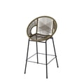 thumbnail image 3 of Bar Stools, Outdoor Barstools Set of 2, PE Wicker Seat and Backrest with Black Iron Frame, Ergonomic Counter Height Stools for Patio, Kitchen, or Bar in Green, 3 of 11