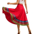 thumbnail image 2 of Costeam Womens Ethnic Print Flowy Midi Skirt Full Elastic High Waist Wide Swing Hem Lightweight Breathable Loose Dance Performance A Line Skirts, 2 of 7
