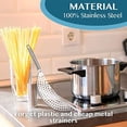 thumbnail image 6 of Strainer With Handle,Stainless Steel Crescent Pot Strainer Colander Spaghetti Pasta Fry Drainer,Food Strainers Great For Noodles, Fruit, Veggies And More,Sizes up to 9Inches 1Pcs, 6 of 6