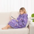 thumbnail image 4 of Purple Butterfly Pattern Blanket Hoodies for Kids 6-13YR Oversize Wearable Blanket Hoodies for Boys Girls Teens, 4 of 7