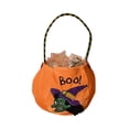 thumbnail image 2 of Yyuenw 4 Pcs Velvet Halloween Trick or Treat Bags, Pumpkin Witch Embroidered Handheld Candy Pouch, Reusable Color Block Handle Gift Bag for Party Festival Decor, 2 of 8