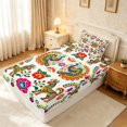 thumbnail image 4 of meiyoeat Vibrant Boho Floral Twin Sheets For Men Women,Peacock Print Bedding,White Multicolor,3-Piece1 Flat Sheet, 1 Fitted Sheet and 1 Pillowcase, 4 of 6