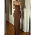 thumbnail image 5 of Yunliwuli Women's Solid Color Cami Dress Sleeveless Spaghetti Strap Bodycon Long Dress Summer Party Dress, 5 of 10