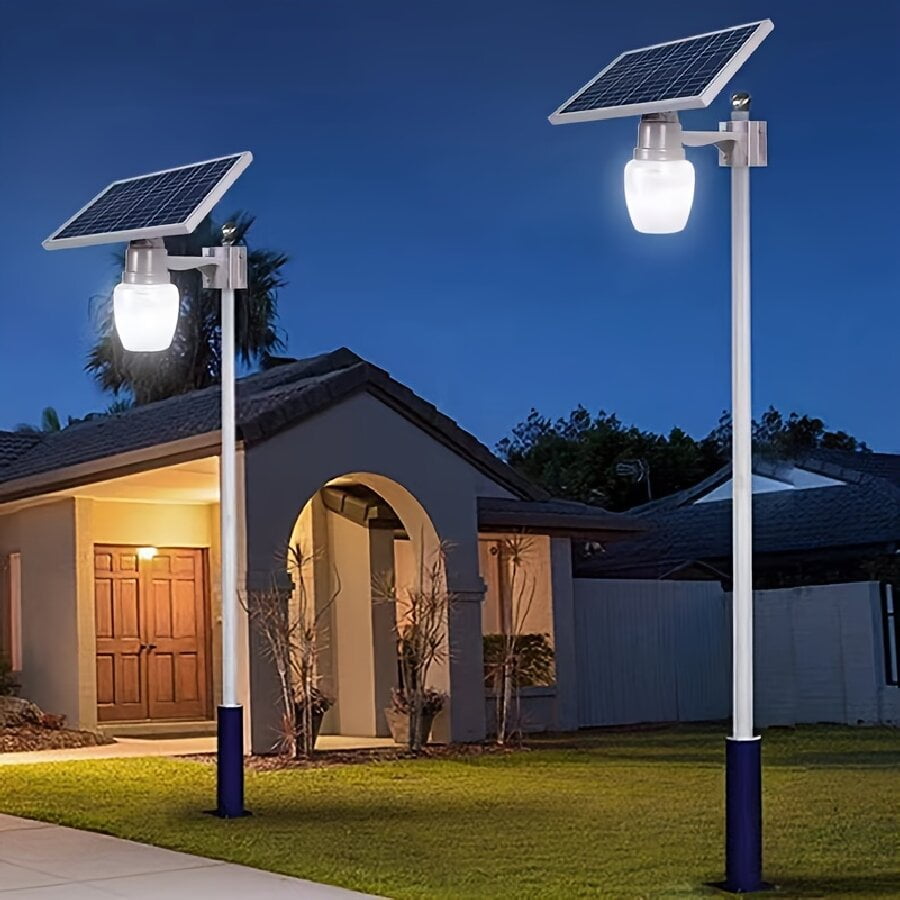 Solar Post Light Dusk to Dawn IP65 Waterproof Gray 1 PC