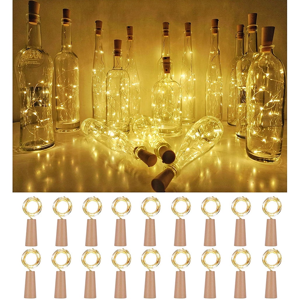 20Leds Cork Shaped String Fairy Night Light Wine Bottle Lamp for Xmas w/Battery 