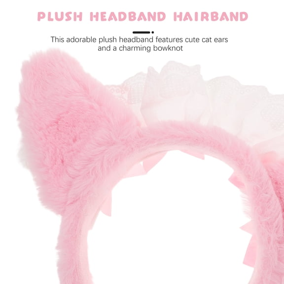 ELAYARD Pink Plush Cat Ear Headband, Cute Cosplay Accessory for Women and Girls, 1 Pack