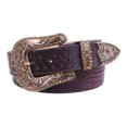 thumbnail image 1 of Snap On Western Faux Crocodile Print Rhinestone Leather Belt, 1 of 2