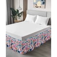 thumbnail image 4 of Colorful Spring Floral Bed Skirt King Size 18" Drop Summer Botanical Cactus Ruffled Wrap Around Bed Skirts Adjustable Elastic Bedskirt Dust Ruffle for King Size Bed, 4 of 7