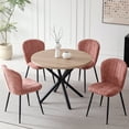 thumbnail image 5 of Dining Chairs Set of 2, Upholstered Chenille Fabric Kitchen Chairs With Metal Legs, Wingback Elegant Tufted Accent Vanity Chair For Dinner, Bedroom, Living Room, Apartment, Coral, 5 of 6