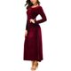 thumbnail image 3 of Vestido largo elástico de terciopelo con volantes de manga larga elegante para mujer Adepaton WRMH-233-25, 3 of 5