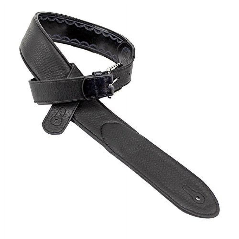 Walker & Williams GB-111 Black Tooled Edge Padded Strap with Buckle Adjustment