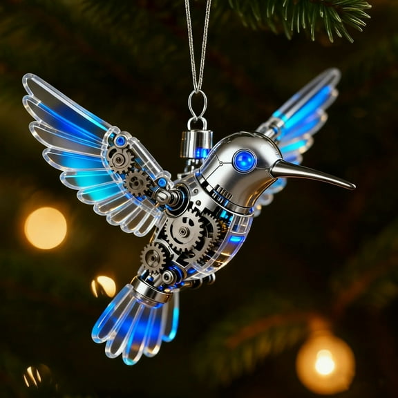 Dserhfy Colorful Hummingbird Christmas Ornament Xmas Tree Car Rearview Mirror Acrylic Hanging Bird Shape Decoration Holiday Party Pendant