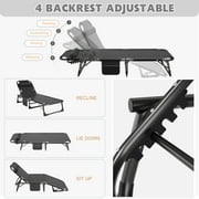 MOPHOTO 5-Position Folding Lounge Chair, Portable Outdoor Folding Chaise Lounge Chair for Sun Tanning, Folding Cot, Perfect for Pool Beach Patio Sunbathing