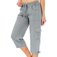 thumbnail image 2 of Dwellite Womens Quick Dry Cargo Capris with Pockets Loose Fit Casual Capri Pants Dressy Lightweight Ladies Baggy Cargo Pants for Hiking Light Gray S, 2 of 6