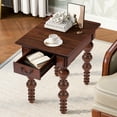 thumbnail image 2 of Solid Wood End Table with Drawer, Vintage Narrow Sofa Side Table with Spindles Legs, for Living Room, Easy Assembly, Walnut, 2 of 9
