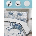 thumbnail image 4 of Quilts Twin Size Bedding Set, Blue Crab Coastal Lightweight Quilted Comforter, Beach Starfish Nautical Coral Retro Soft Reversible Bedspread Coverlet with Pillow Covers for All Season, 68" x 86", 4 of 7