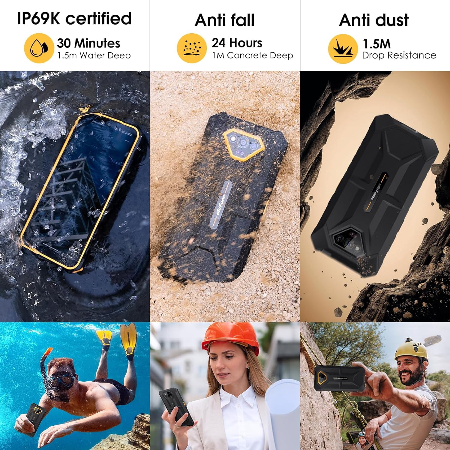Ulefone Armor X13 Rugged Phone, 12 64GB, 50MP Rear Camera, 24MP Night Vision Camera, Android 15 OS Rugged Smartphone