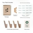 thumbnail image 5 of Ganchos de pared - Juego de 4 - Ganchos para abrigos de madera de nogal oscuro o fresno claro para colgar sombrero, bolso, mochila, bolsa, chaqueta. Decoración moderna de granja para pared y prácticos, 5 of 5