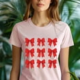 thumbnail image 5 of Red Bow Shirt | Cute Bow Pattern Graphic Tee | Unisex Casual T-Shirt, Natural, Size 3XL, 5 of 6