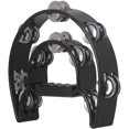 thumbnail image 2 of Musical Tambourine Handbell with Double Row Metal Jingles Percussion Drum Party Gift Percussion Instruments black, 2 of 8