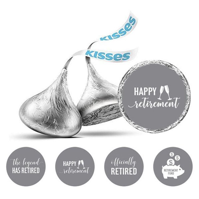 Darling Souvenir 190 Pcs Retirement Party Favor Stickers chocolate Candy Labels-Gray