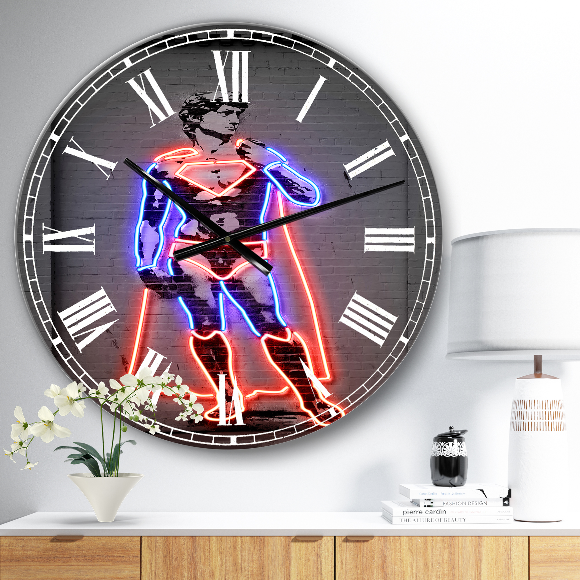 Designart 'David Michelangelo Superman' Oversized Modern Wall Clock
