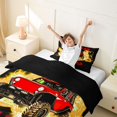 thumbnail image 3 of Castle Fairy Neon Off-Road Truck Twin Bedding for Kids, Lightning Flame Design Duvet Cover Set for Bedroom, Red Orange,Black Reversible,2pcs,No Comforter, 3 of 6