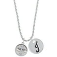 thumbnail image 1 of Delight Jewelry Silvertone Botonee Cross - Round Seal Silvertone Script Initial Disc - J - Charm Necklace, 20"+3", 1 of 4