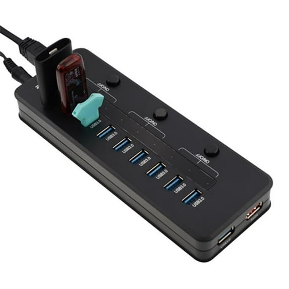ZeroLemon Y566 High Speed 10 Port USB 3.0 Hub, Black